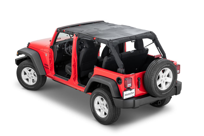 MasterTop Mesh Bimini Plus Top with Integrated Grab Handles for 07-18 Jeep Wrangler JK Unlimited
