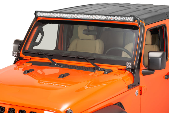 Quadratec Windshield Light Bar Brackets w/ A-Pillar Light Mounts for 18-23 Jeep Wrangler JL & Gladiator JT