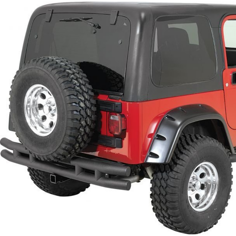 Load image into Gallery viewer, Quadratec QR3 Dual-Tube Rear Bumper with Hitch for 87-06 Jeep Wrangler YJ, TJ &amp; Unlimited
