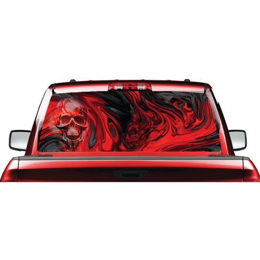 Smoky Red Skull Back Window Perforated Vinyl Decal