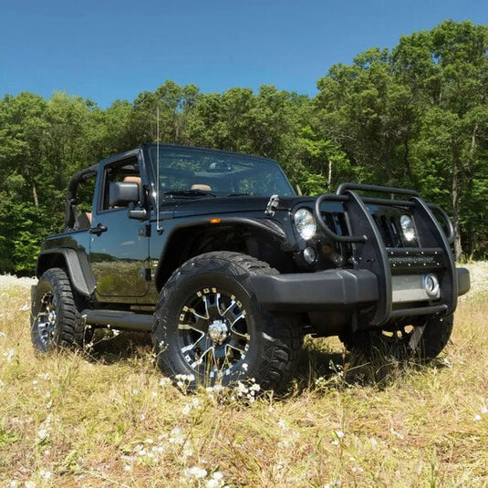 Aries Pro Series Black Steel Grille Guard with Light Bar for 07-24 Jeep Wrangler JK & JL and Gladiator JT