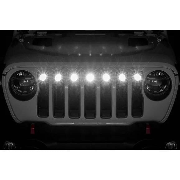 Load image into Gallery viewer, T-Rex 6314941 Torch Series Black Mesh Grille with No Studs and (7) 2&quot; Round LED Lights for 18-20 Jeep Wrangler JL
