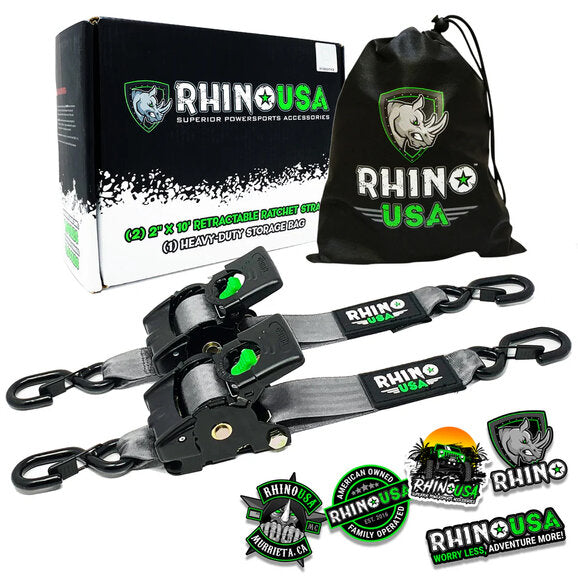 Load image into Gallery viewer, Rhino USA 2&quot; x 10&#39; Retractable Ratchet Straps
