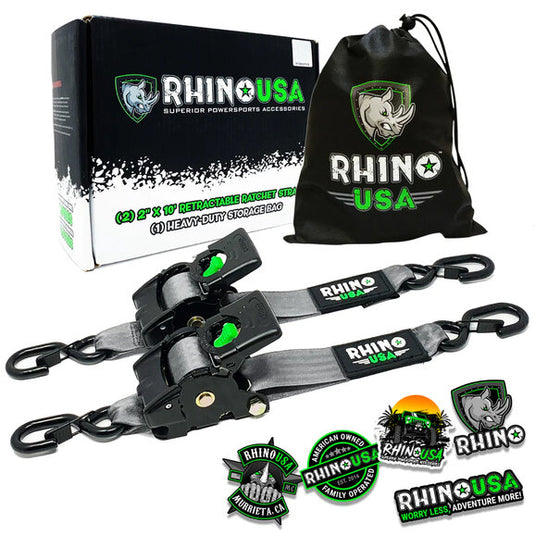 Rhino USA 2" x 10' Retractable Ratchet Straps