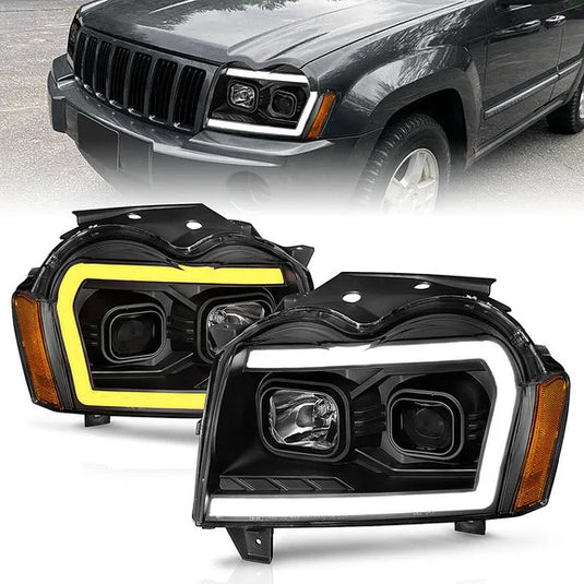 Anzo USA Projector Switchback Plank Style Headlights for 05-07 Grand Cherokee WK