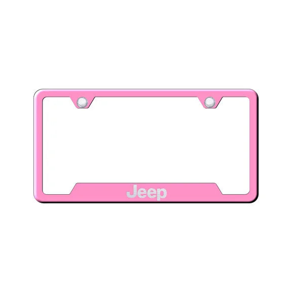 Load image into Gallery viewer, Automotive Gold Laser Etched Cut-Out Jeep Logo License Plate Frame
