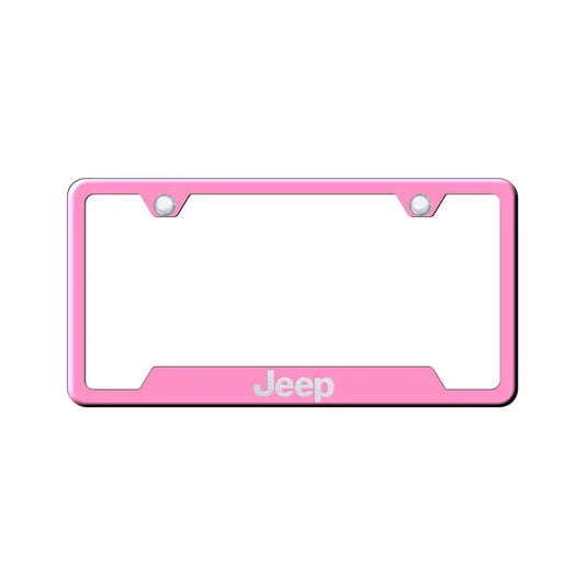 Automotive Gold Laser Etched Cut-Out Jeep Logo License Plate Frame