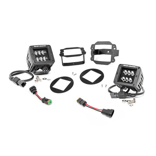 Rough Country 2in LED Cube Lights with Fog Light Mount Kit for 07-18 Jeep Wrangler JK