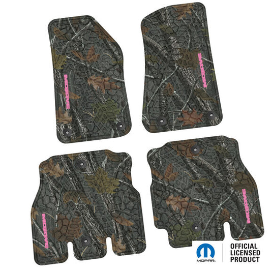 FlexTread Tire Tread/Scorched Earth Scene Front & Rear Floor Liners with MOJAVE Logo for 18-24 Jeep Wrangler JL Unlimited 4-Door