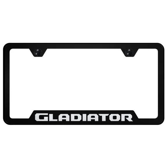 Load image into Gallery viewer, Automotive Gold Laser Etched Stainless Gladiator Cut-Out License Plate Frame
