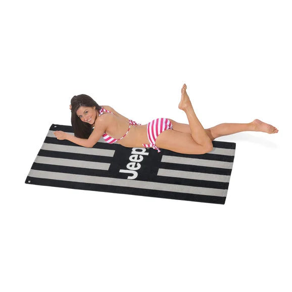 Load image into Gallery viewer, Insync Cabana Stripe Jeep Logo Beach Towel 2 Go
