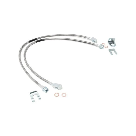 Rough Country 89702 Front Stainless Steel Brake Lines for 84-06 Jeep Wrangler YJ, TJ, & Cherokee XJ