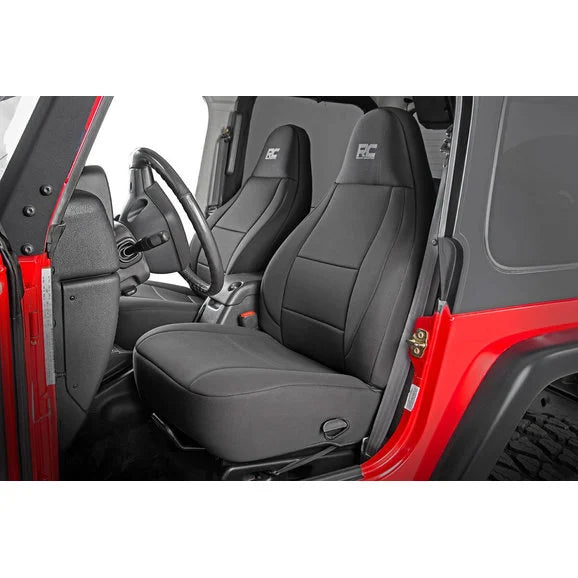 Load image into Gallery viewer, Rough Country 91001 Front &amp; Rear Seat Covers for 03-06 Jeep Wrangler TJ
