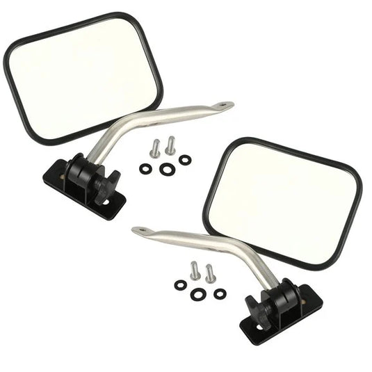 Rugged Ridge 11026.12 Stainless Steel Rectangular Quick Mirrors for 97-18 Jeep TJ, JK & Unlimited