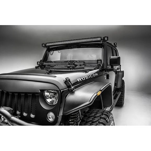 Load image into Gallery viewer, ZROADZ Z344813-KIT Hood Hinge LED Kit with 20&quot; Light Bar &amp; 6&quot; LED Single Row Slim Light Bar-Pair for 07-18 Jeep Wrangler JK
