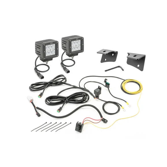 Load image into Gallery viewer, Quadratec 3&quot; Cube LED with Wiring Harness, Windshield Mounting Brackets &amp; Daystar Switch Pillar with Switches for 07-18 Jeep Wrangler JK
