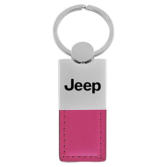 Load image into Gallery viewer, Automotive Gold Jeep Logo Leather Duo Keychain
