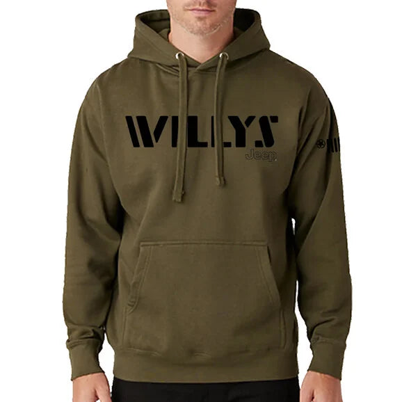 Jeep Merchandise Mens Jeep Willys Hoodie Sweatshirt in Heather Jeep Green