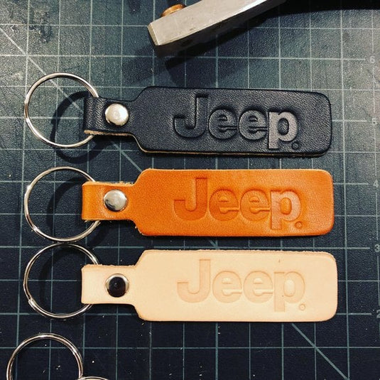 Jeep Merchandise Jeep Text Logo Leather Keychains