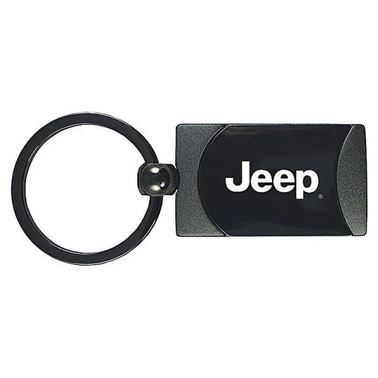 Automotive Gold KC1060.JEE.GM Jeep Logo Rectangular Keychain in Two Toned Gunmetal Finish