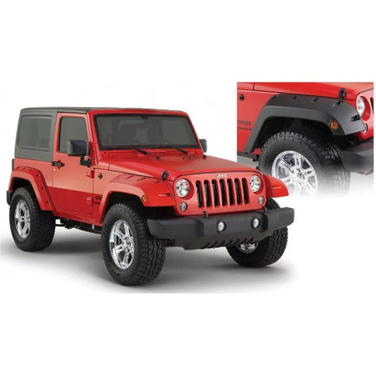 Bushwacker Factory Coverage 9.5" Width Pocket Style Fender Flares for 07-18 Jeep Wrangler JK 2 Door