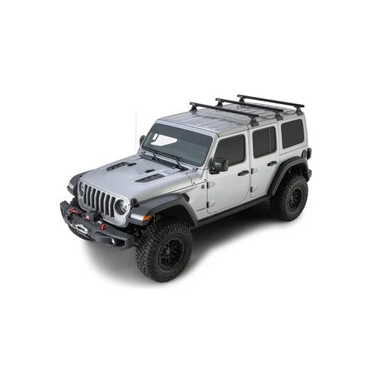 Rhino-Rack 3-Bar Backbone Roof Rack with Quick Mount Legs for 18-24 Jeep Wrangler JL Unlimited with Hardtop