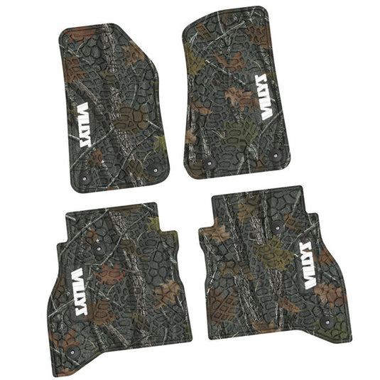 FlexTread Tire Tread/Scorched Earth Scene Front & Rear Floor Liners with WILLYS Logo for 20-24 Jeep Gladiator JT