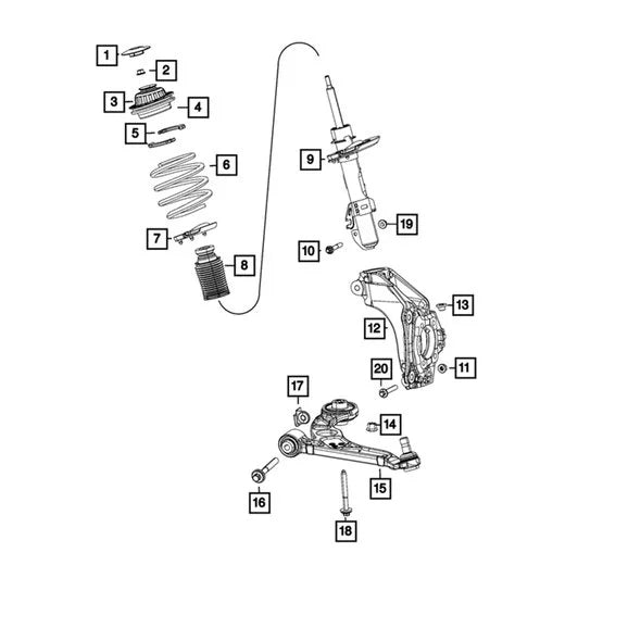 Mopar 05168088AA Front Suspension Retainer for 14-23 Jeep Cherokee KL with 2.0, 2.4L L4, & 3.2L V6- Gas Engine