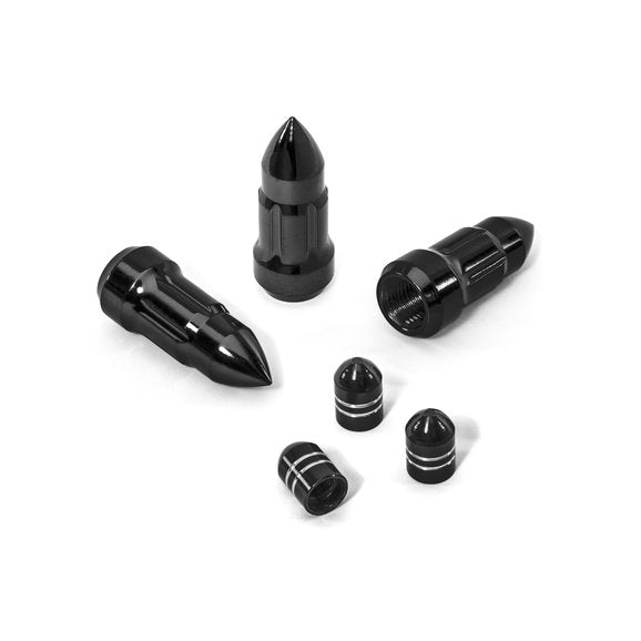 Load image into Gallery viewer, Rugged Ridge 16715.27 Bullet Style Lug Nut Kit with Aluminum Valve Stem Caps
