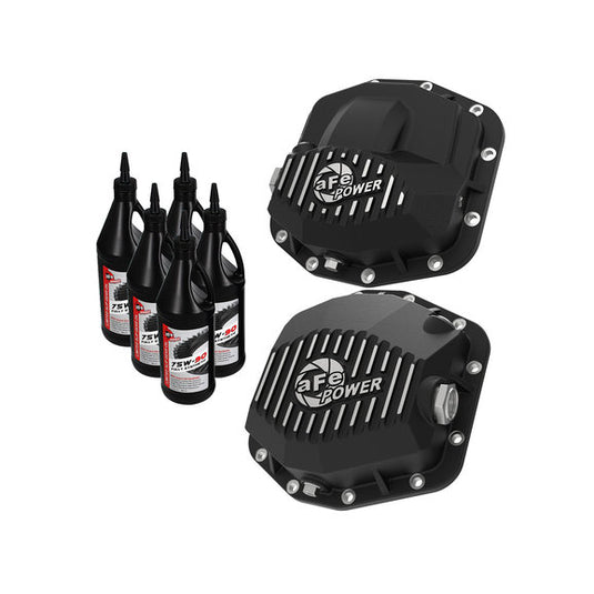 aFe Power 46-7101AB Pro Series Front & Rear Differential Cover Kit w/Gear Oil for 18-24 Jeep Wrangler JL