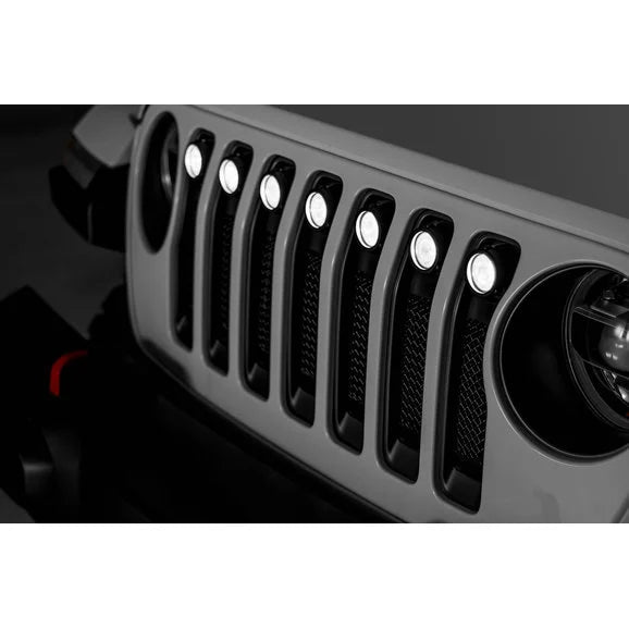 Load image into Gallery viewer, T-Rex 6314941 Torch Series Black Mesh Grille with No Studs and (7) 2&quot; Round LED Lights for 18-20 Jeep Wrangler JL
