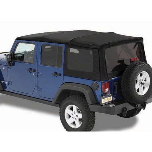 Bestop 79837-17 Twill Replace-a-top Soft Top with Tinted Windows without Doors in Black for 07-09 Jeep Wrangler Unlimited JK 4 Door