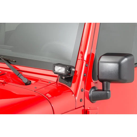 Load image into Gallery viewer, Quadratec 4&quot; Rectangular LED Lights with Wiring Harness &amp; Windshield Mount Brackets for 07-18 Jeep Wrangler JK
