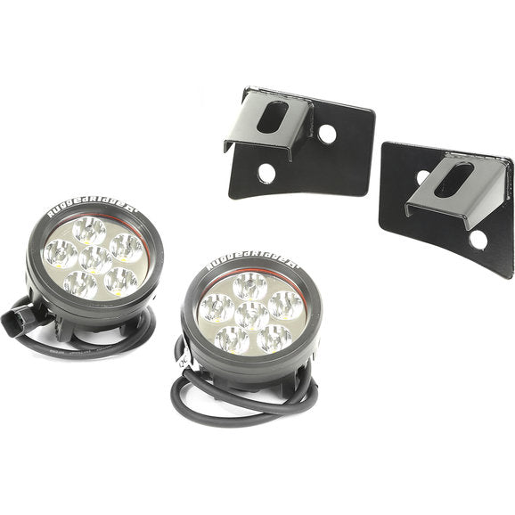 Rugged Ridge 11027.11 Windshield Light Bracket Kit in Black with Round LED Lights for 07-18 Jeep Wrangler JK