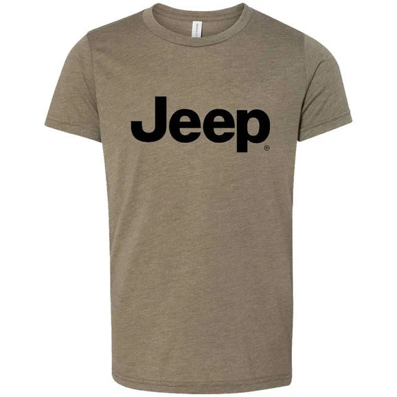 Jeep Merchandise Youth Jeep Logo Tri-Blend Short Sleeve T-Shirt in Black Military Green