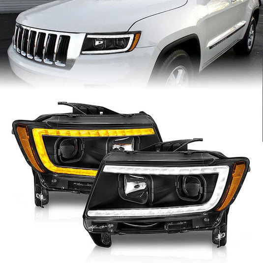 Anzo USA Projector Switchback Plank Style Headlights for 11-13 Jeep Grand Cherokee WK2