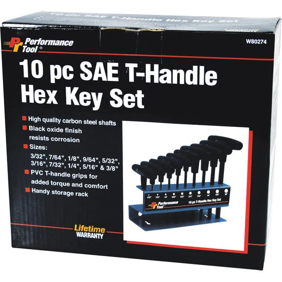 Load image into Gallery viewer, Performance Tool W80274 10 pc SAE T-Handle Hex Key Set
