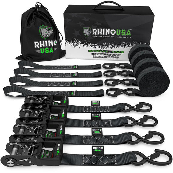 Load image into Gallery viewer, Rhino USA 1.6&quot; x 15&#39; Heavy Duty Ratchet Tie-Down- 4-Pack
