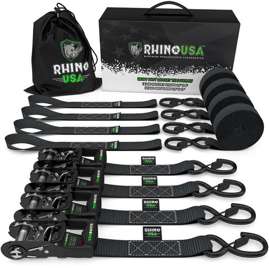 Rhino USA 1.6" x 15' Heavy Duty Ratchet Tie-Down- 4-Pack