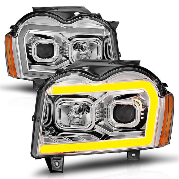 Load image into Gallery viewer, Anzo USA Projector Switchback Plank Style Headlights for 05-07 Grand Cherokee WK
