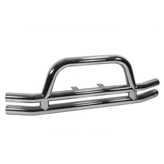 Rugged Ridge 11563.01 Double Tube Front Bumper with Hoop in Stainless Steel for 76-06 Jeep CJ-5, CJ-7, CJ-8 Scrambler, Wrangler YJ, TJ & Unlimited