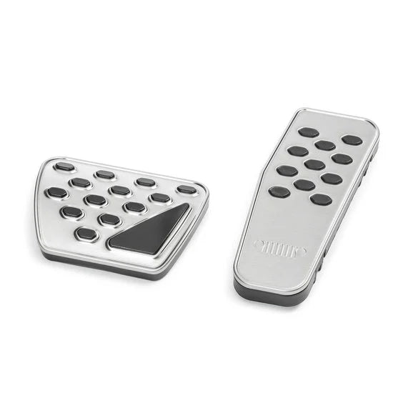 Load image into Gallery viewer, Mopar 82215335 Brushed Pedal Pads for 18-24 Jeep Wrangler JL &amp; Gladiator JT with Automatic Transmission
