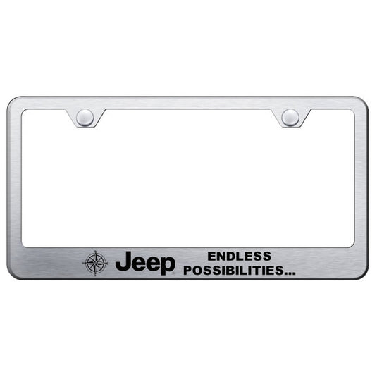 Automotive Gold Laser Etched Stainless Jeep Endless Possibilities License Plate Frame