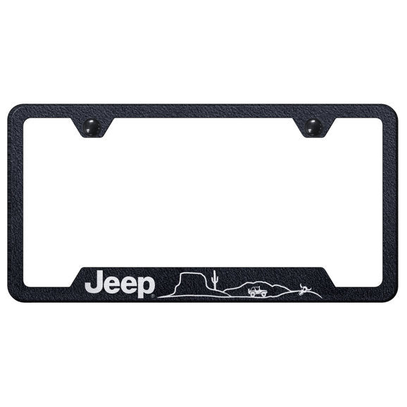 Load image into Gallery viewer, Automotive Gold Laser Etched Stainless Jeep Desert License Plate Frame
