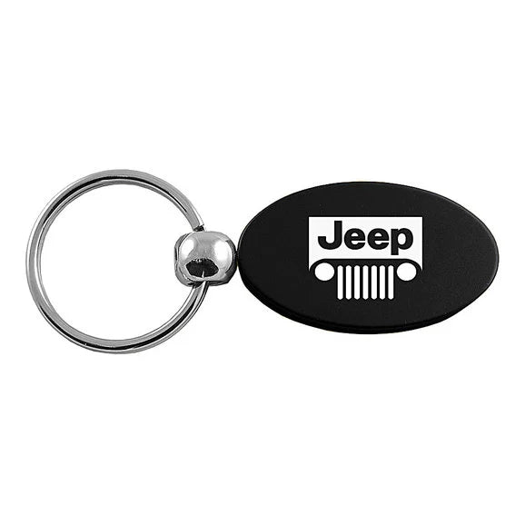 Automotive Gold Jeep Grill Logo Oval Keychain