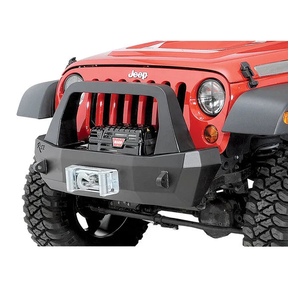 Rock Slide Engineering Rigid Series Shorty Front Bumper with Bull Bar & Winch Mount in Textured Black for 07-18 Jeep Wrangler JK