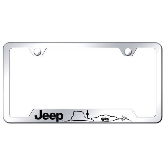 Load image into Gallery viewer, Automotive Gold Laser Etched Stainless Jeep Desert License Plate Frame
