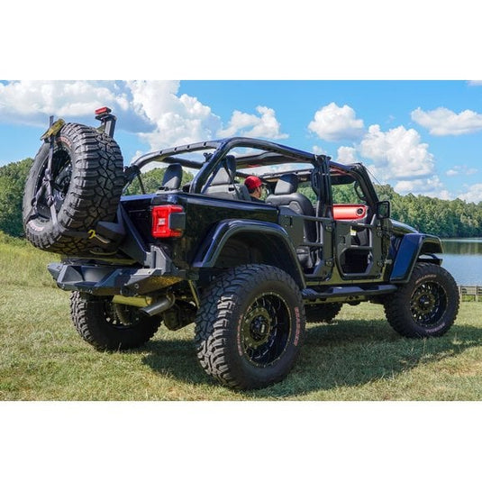 Fab Fours JL2070-1 Slant Back Tire Carrier for 18-24 Jeep Wrangler JL