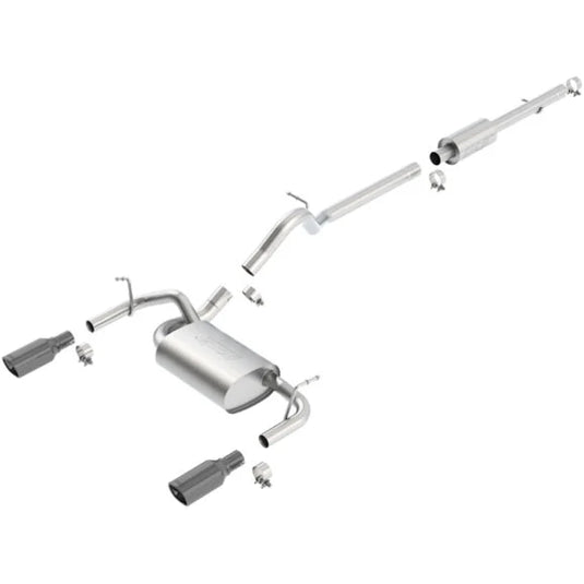 Borla 140459BC T-304 Stainless Steel Cat-Back Split Rear Exhaust with Black Chrome Tips for 12-18 Jeep Wrangler Unlimited JK 4 Door with 3.6L Pentastar V6 Engine