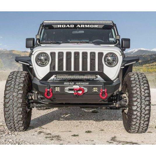 Road Armor Stealth Mid Width Front Winch Bumper for 18-24 Jeep Wrangler JL & Gladiator JT